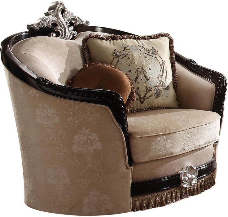 Acme Furniture Ernestine Chair with 2 Pillows in Tan and Black 52112 - Marjories Furniture (Las Vegas, NV)
