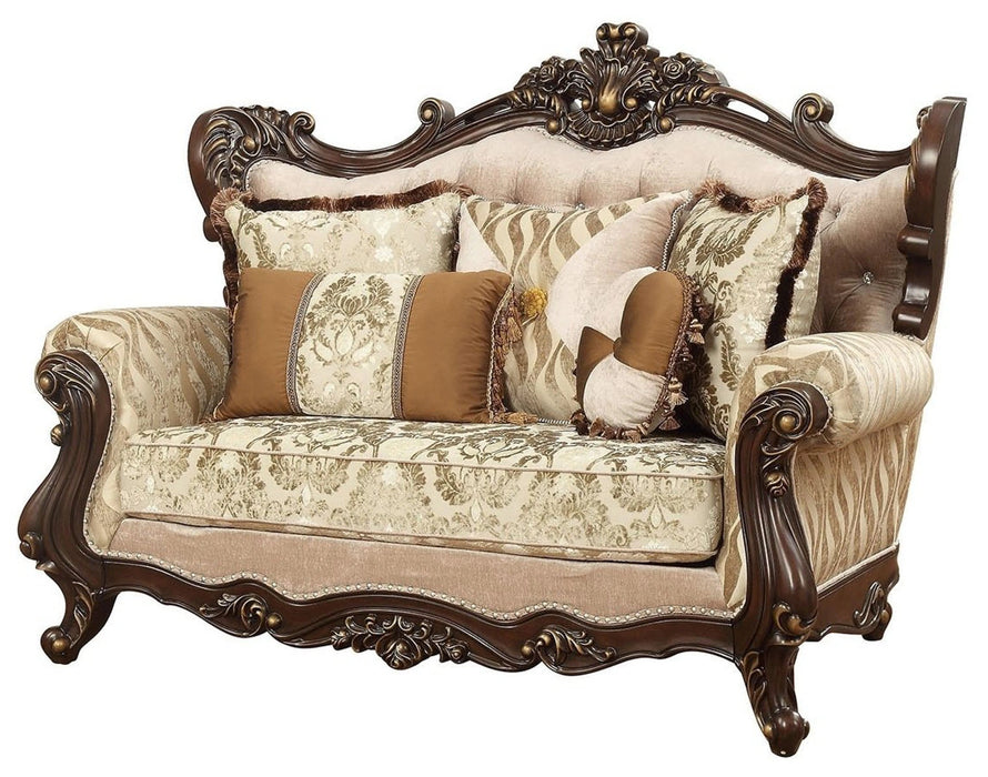 Acme Furniture Shalisa Loveseat with 5 Pillows in Walnut 51051 - Marjories Furniture (Las Vegas, NV)
