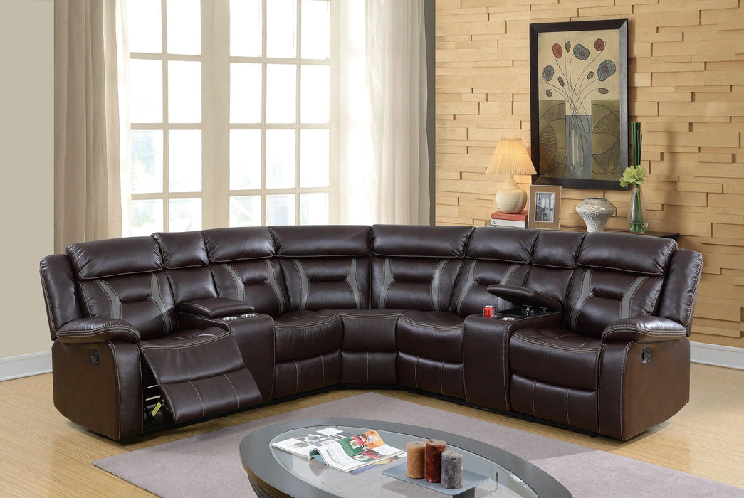 Uefurn 3-Pc Sectional Set in Dark Brown