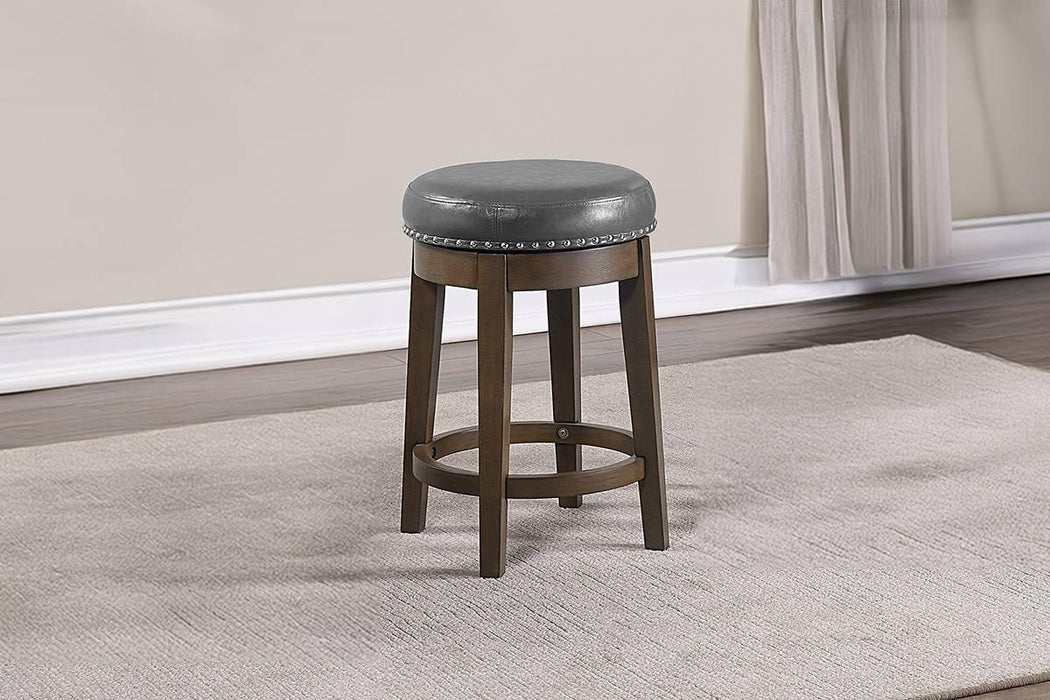Sfvnco Swivel Counter Stool in Grey Pu/Walnut Frame