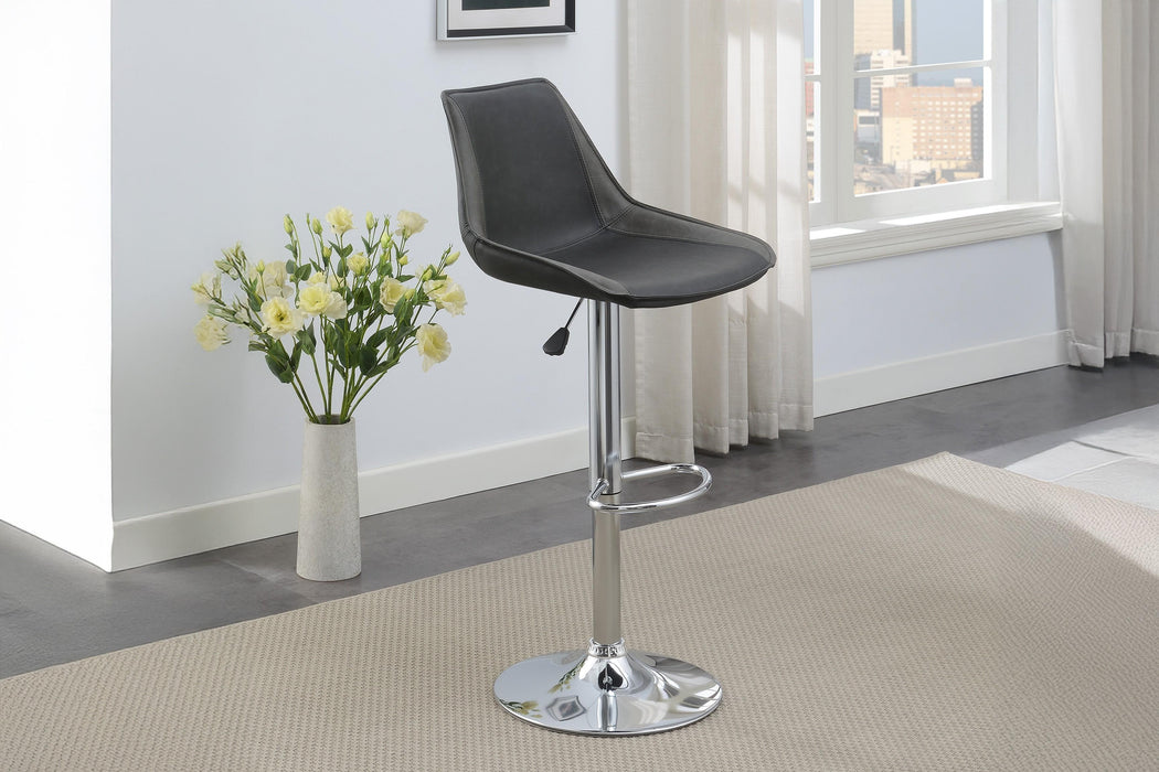 Sopfur Adjustable Bar Stool in Black Grey + Dark Grey Wax Pu