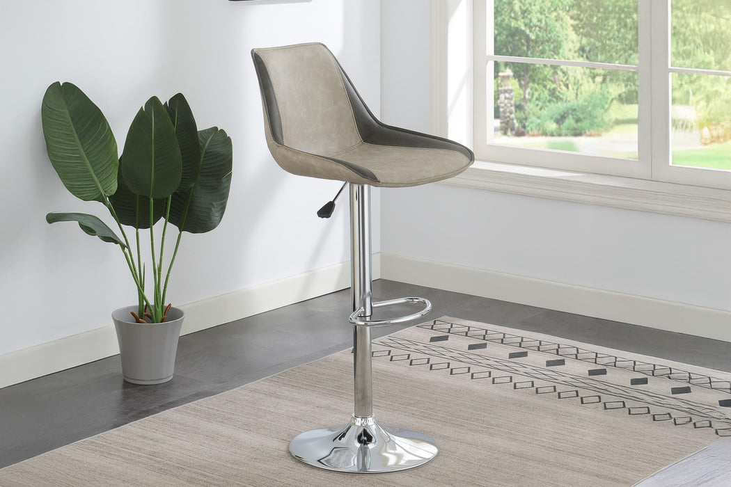 Sopfur Adjustable Bar Stool in Light Grey + Dark Grey Wax Pu