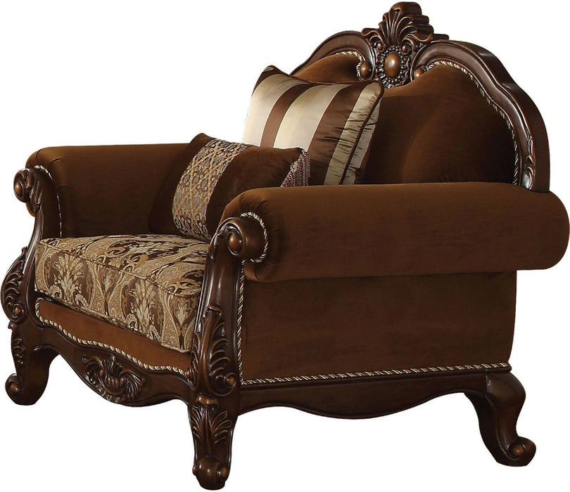 Acme Furniture Jardena Chair with 2 Pillows in Cherry Oak 50657 - Marjories Furniture (Las Vegas, NV)