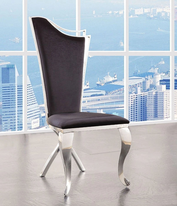 ACME Cyrene Faux Fabric Side Chair (Set of 2) in Stainless Steel 62079 - Marjories Furniture (Las Vegas, NV)