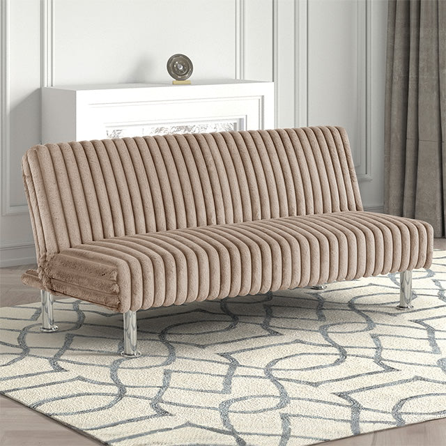 Hinwil Futon Sofa Bed Pink, Beige Grey, & Black