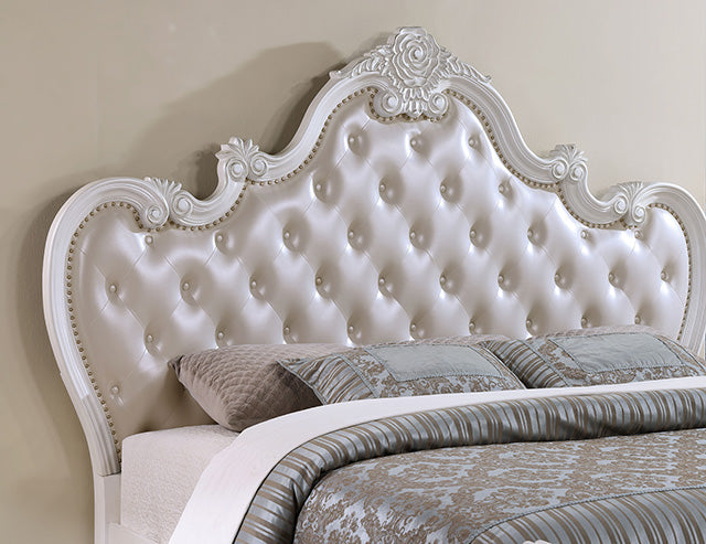Ventresca E.King & Queen Bed White & Chrome